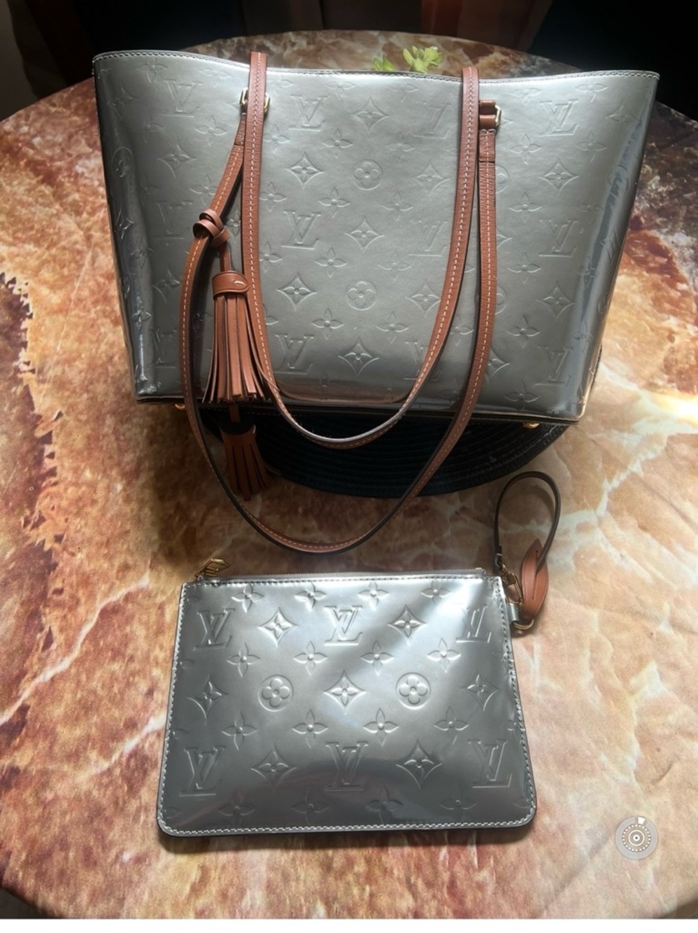 Louis Vuitton Monogram Vernis Long Beach PM tote bag with pouch